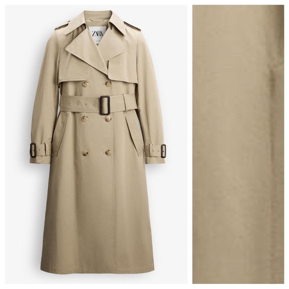 NWT. Zara Taupe Brown ZW Collection Water Repellent Trench Coat. Size S. - Picture 5 of 12